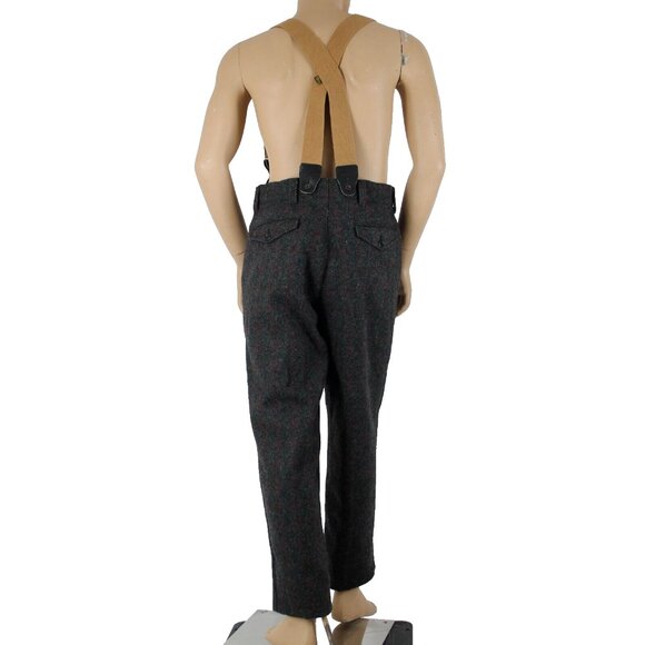 Woolrich Sz 34 x 30 Gray Black Red Plaid With Suspenders Braces Wool Nylon Pants - Picture 7 of 16